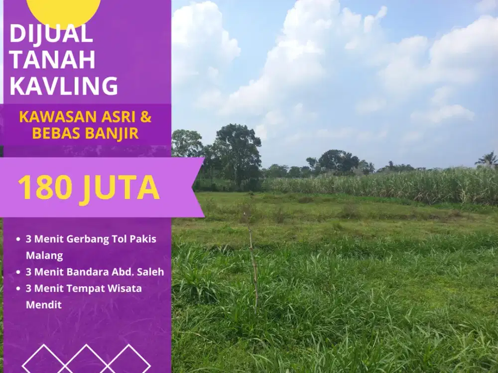 3 Menit Exit Tol Pakis Malang Cocok Bangun Rumah Kavling Dijual SHM On Hand