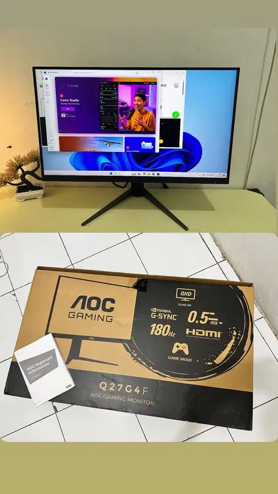 Monitor AOC GAMING 27 inch Q27G4F 180Hz Fullset No Minus