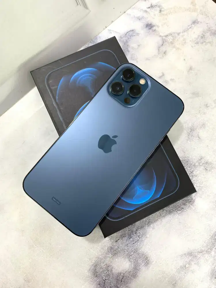 iphone 12 pro max 256GB sierra blue ibox lengkap