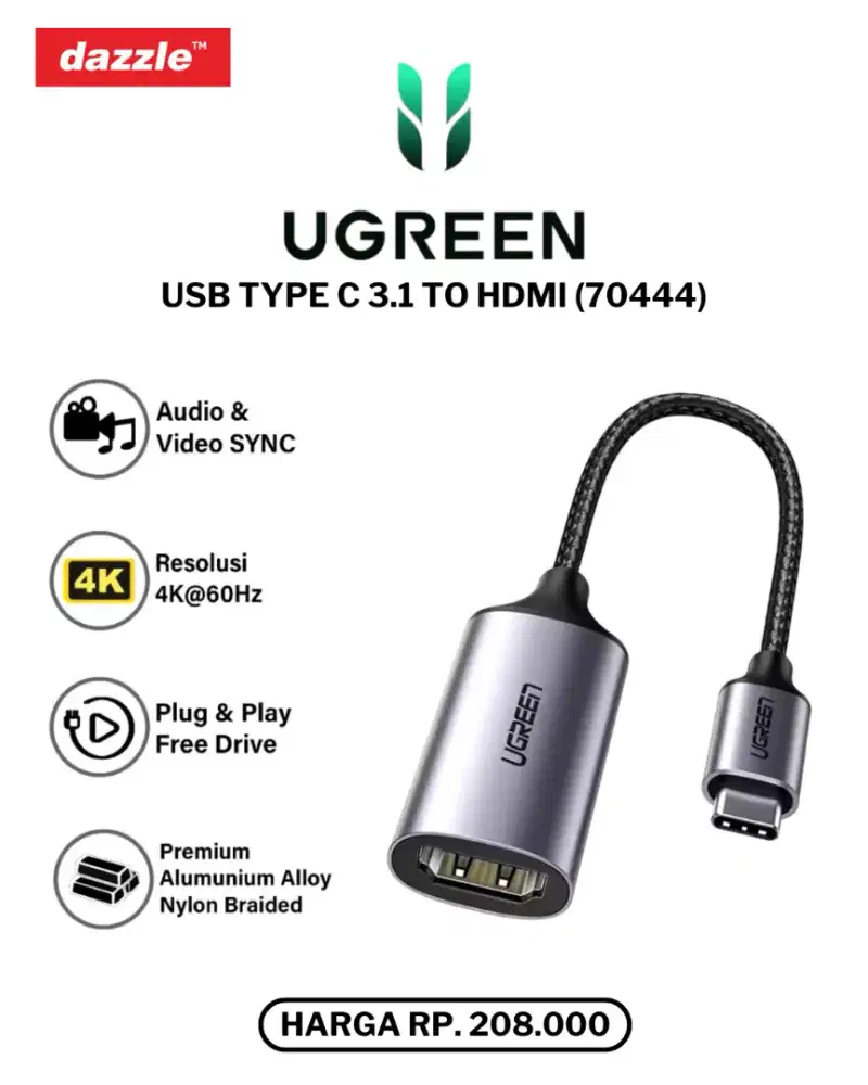 UGREEN ADAPTER TYPE C TO HDMI (70444)