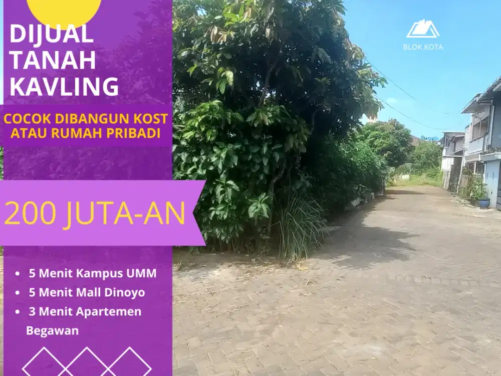 Tanah Kavling Perumahan Cocok Bangun Kos Kosan Sertifikat 5 Menit Kampus Brawijaya Malang