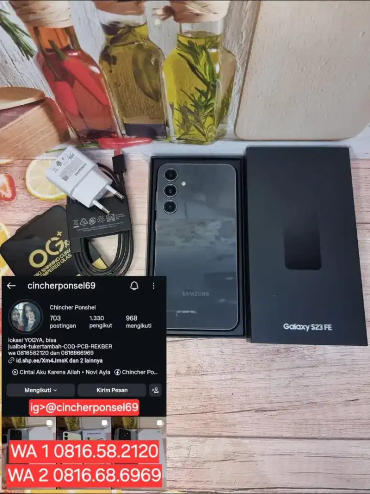Jual hp likenew tangan pertama samsung S23 fe 8/256 super istimewa