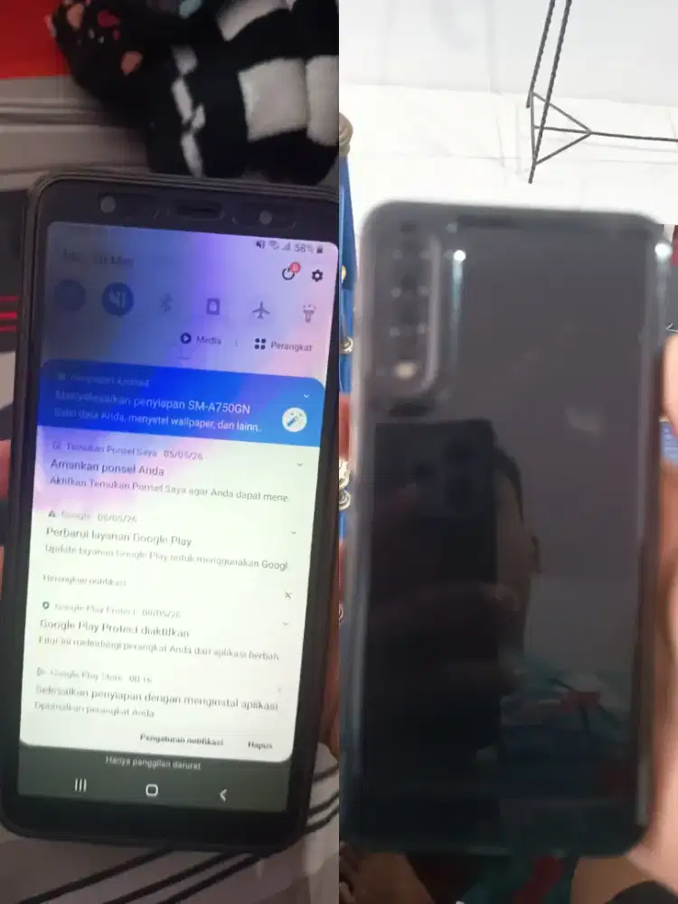 samsung a7(2018)ram 4/64,minus suda sesuai di foto, sentuh masi normal