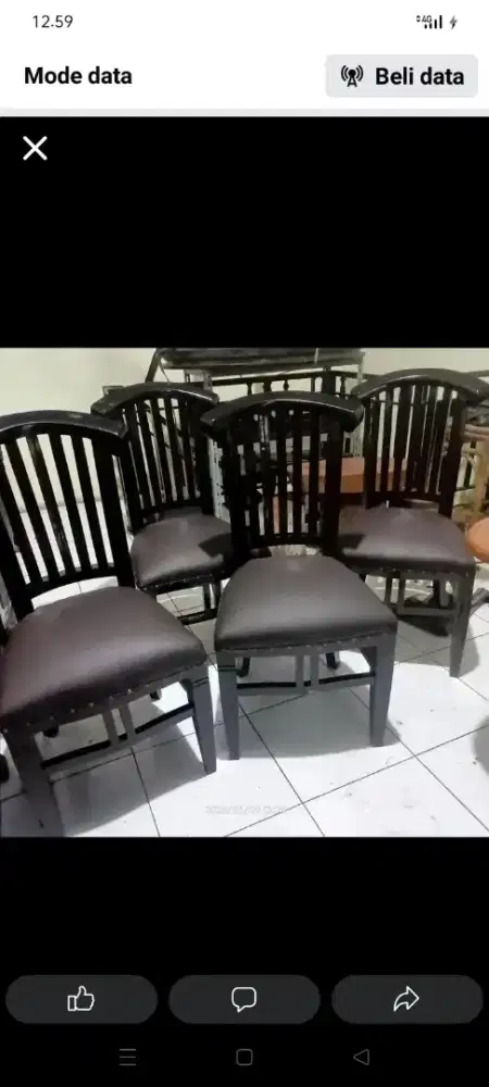 4 kursi makan jati bekas kain dah ganti