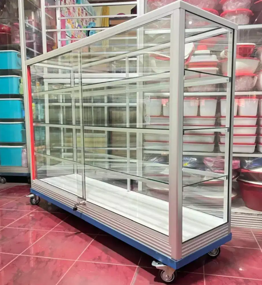 Etalase 1,5Mx1M Pakai Siku Besi + RODA BESAR Barang Ready