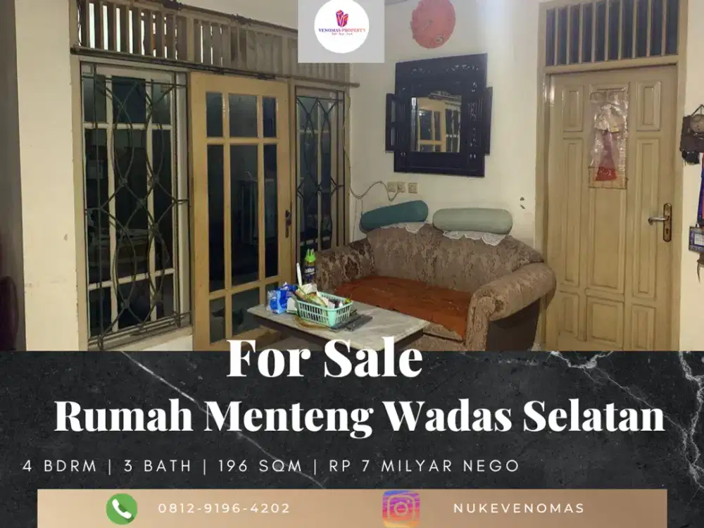 Dijual Rumah di Jl Menteng Wadas Selatan Kamar Tidur 4