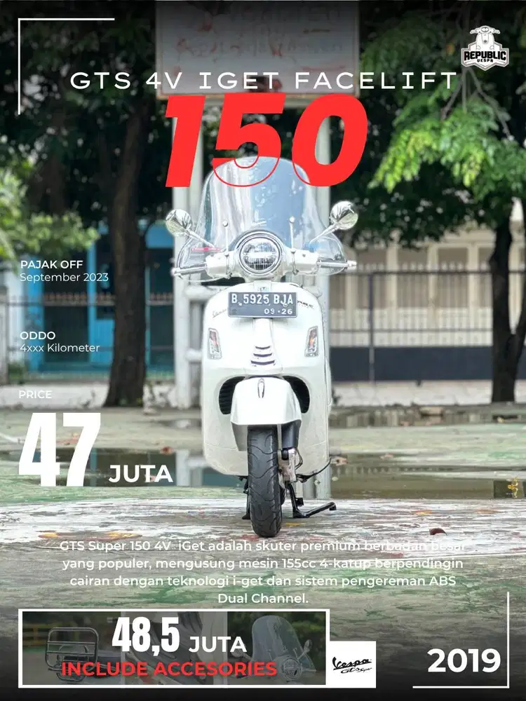 GTS 150 4V IGET ABS FACLELIFT 2019 WHITE INNOCENZA