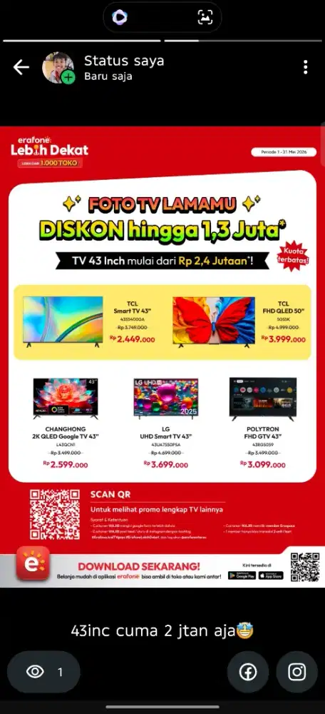 Promo TV 43 inc bisa cicilan tanpa dp