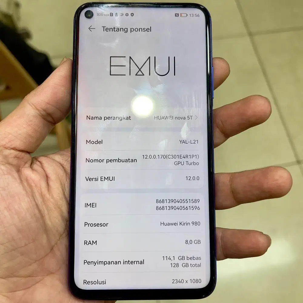 Huawei nova 5t ram 8 / 128 resmi fullset original