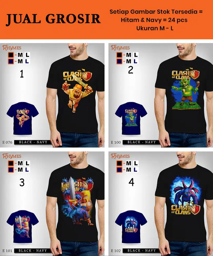 Kaos Pria Import Premium | Harga Grosir | Rhymes