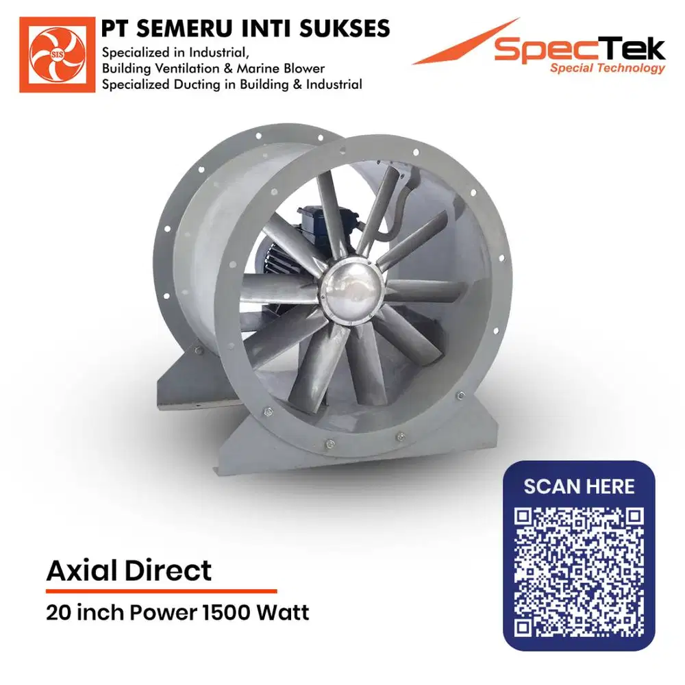 Axial Direct ukuran 20 inch Power 1.5 kw 3 phase 380V