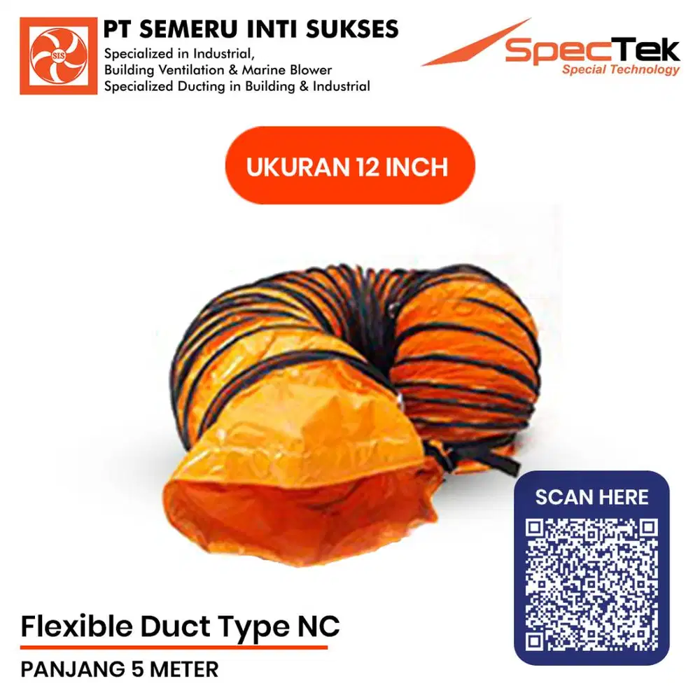 Flexible Duct Pipa Flexible 12 inch 10 meter