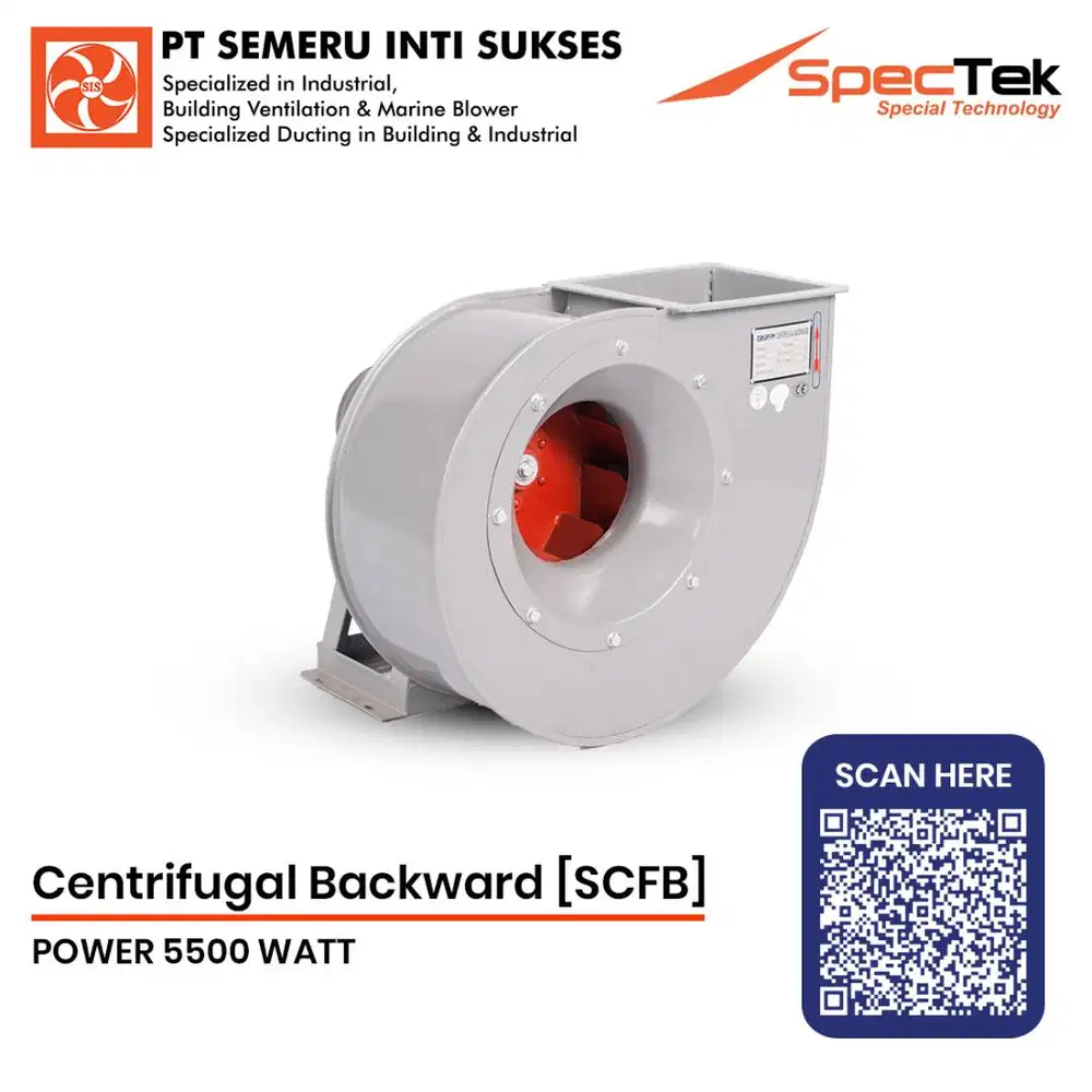 Blower Centrifugal Backward power 5.5 KW 380V