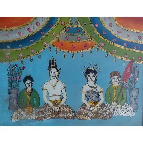 Vintage unik lukisan tangan / handpainting behind the glass Javanese c