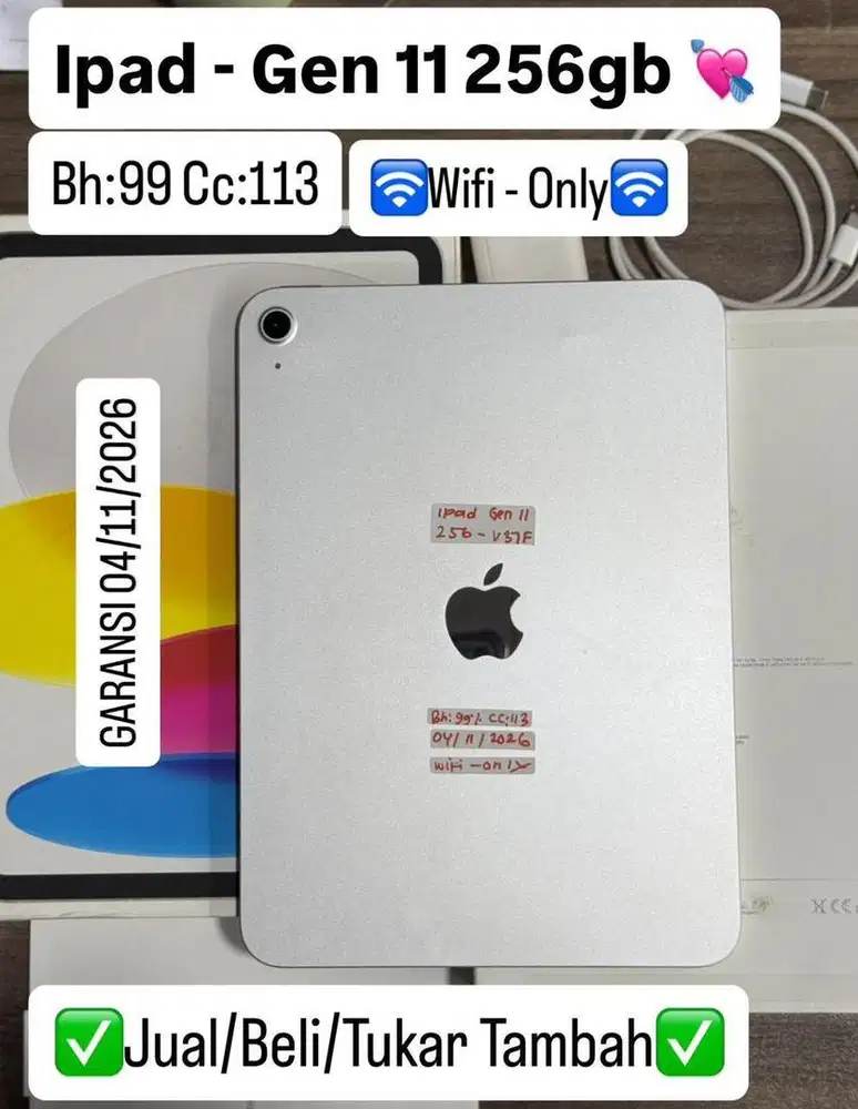 Ipad Gen 11 256 Gb Silver Fullset Garansi Panjang