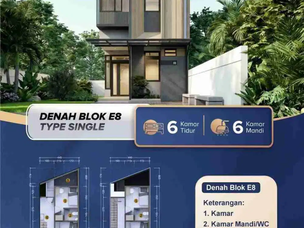 Jual Kosan Baru dekat Kampus IPB Dramaga Bogor Barat 6 Kamar + 6 KM Furnished