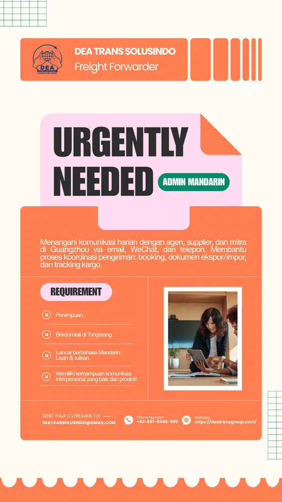 Kami sedang mencari talenta berbakat untuk posisi Admin Mandarin!