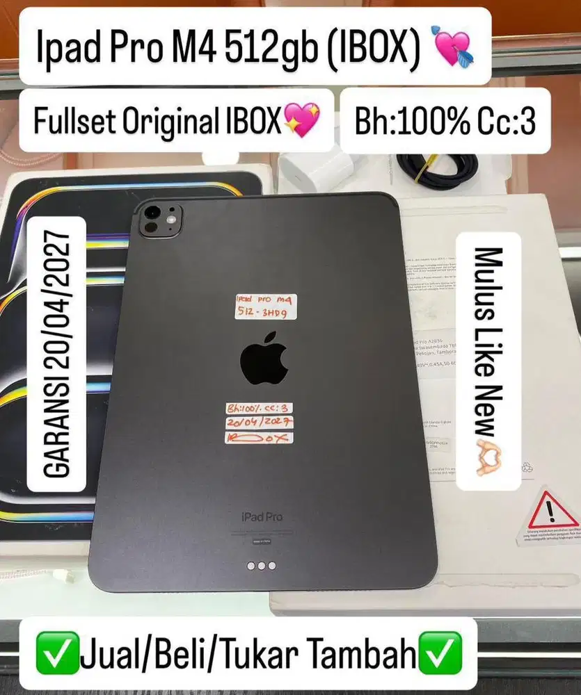 Ipad Pro M4 11 inch 512 Gb Space black Resmi ibox Garansi panjang