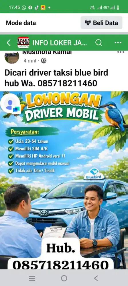 Loker Driver Taksi online