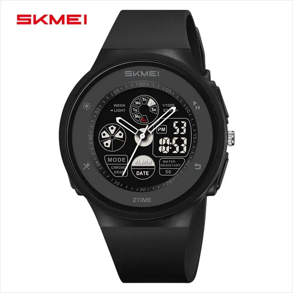 Jam Tangan Pria Dual Time Sport Waterproof 5atm Led Analog FJ234