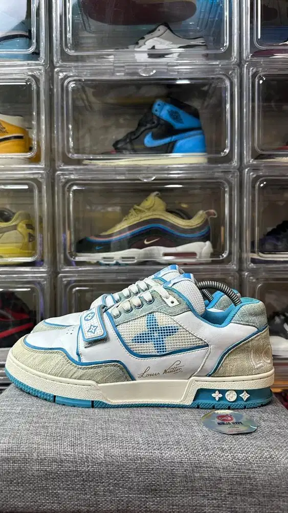 LOUIS VUITTON TRAINER LOW BLUE WHITE VELCRO