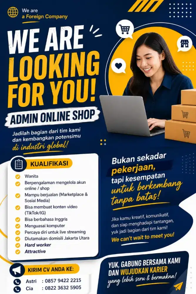 Dibutuhkan Admin e-commerce