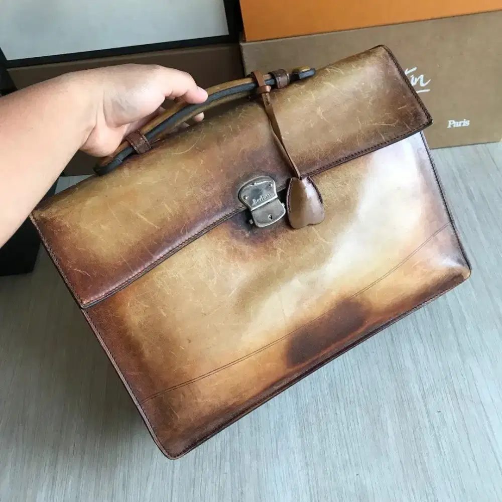 Berluti Esuo brief clutch bag tas leather second original