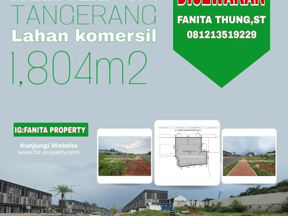 MURAH!Disewakan lahan komersil di Park Serpong luas 1,804m2 lebar 39,3meter
