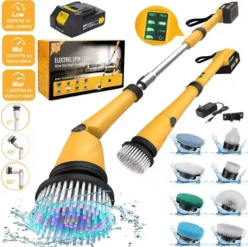 Qimedo  Electric Spin Scrubber WC, Pembersih Sikat Toilet dan dinding