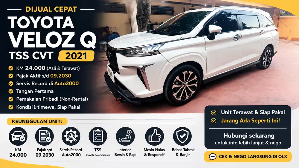 Toyota Veloz Q TSS CVT 2021 Putih Km24rb Pajak Panjang 2030