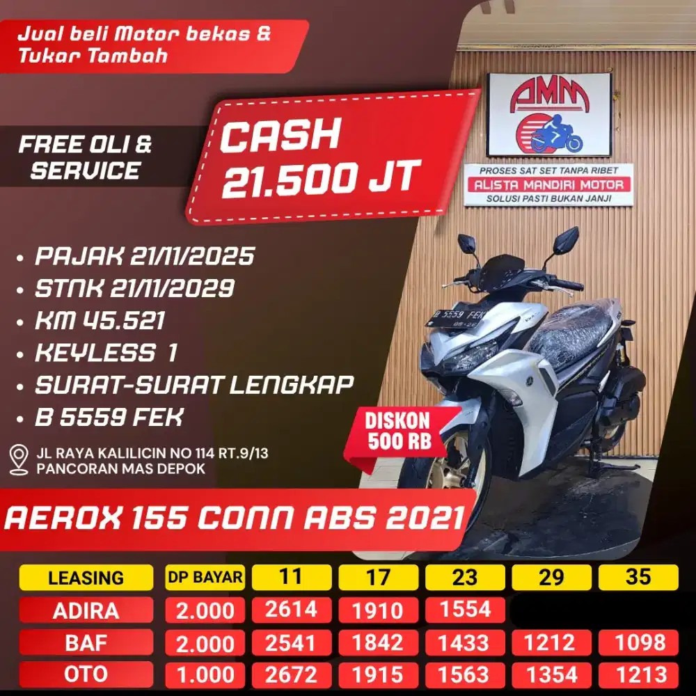 AEROX 155 CONN ABS 2021 DP 1 JUTA CASH / KREDIT ALISTA
