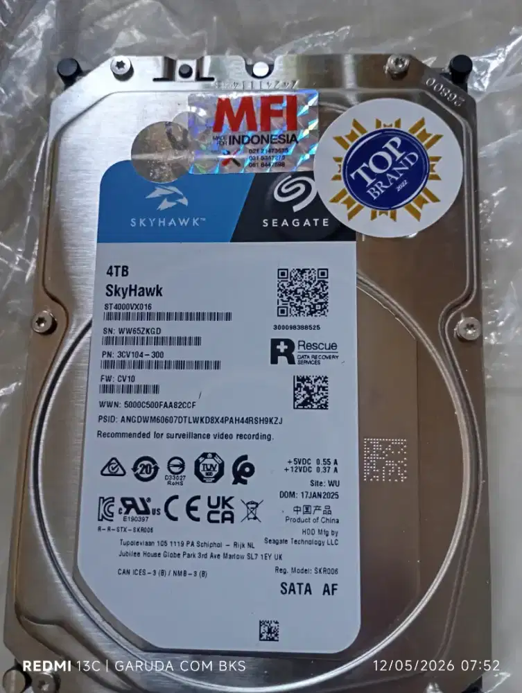 HDD pc 3,5 skyhawk 4tb on garansi