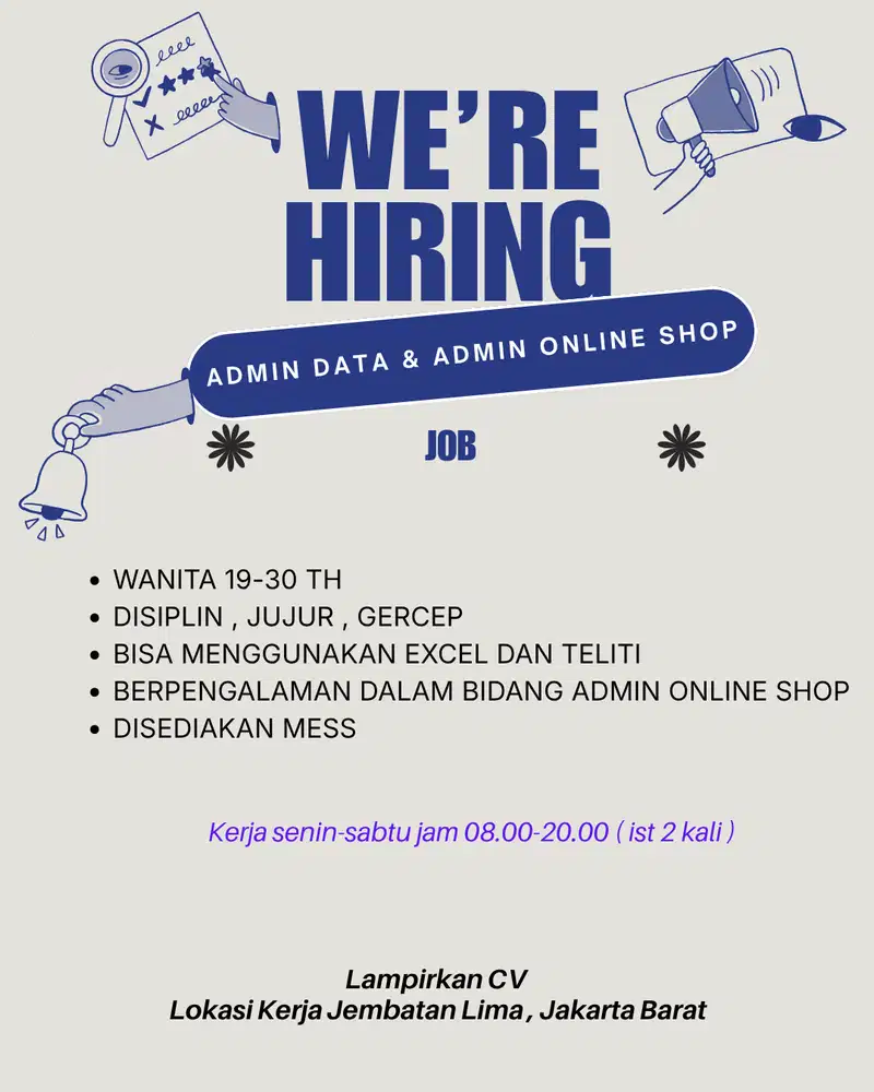 LOWONGAN KERJA admin Online shop