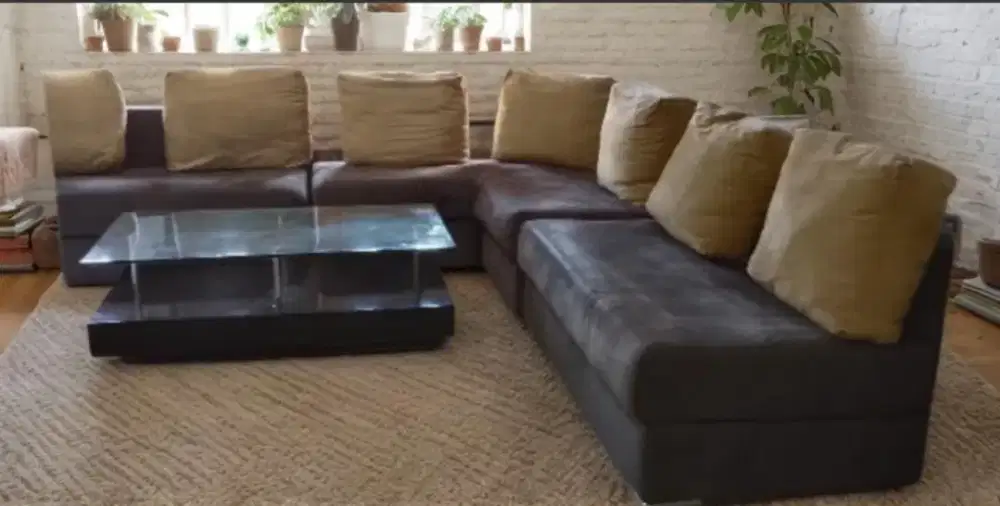 Sofa Cellini letter L shape set meja utuh murmer
