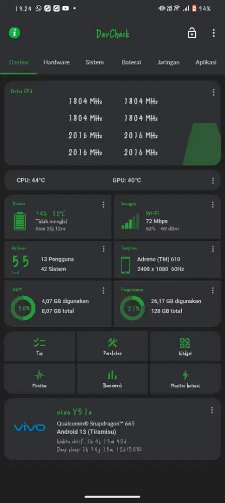 Vivo y51a ram 8/128 ori