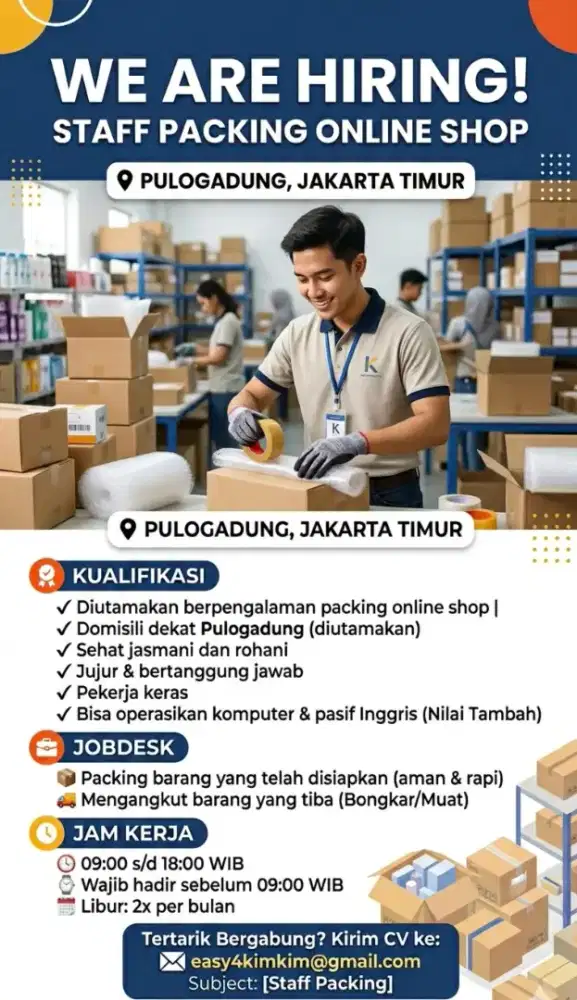 Lowongan pekerjaan staff packing pulogadung