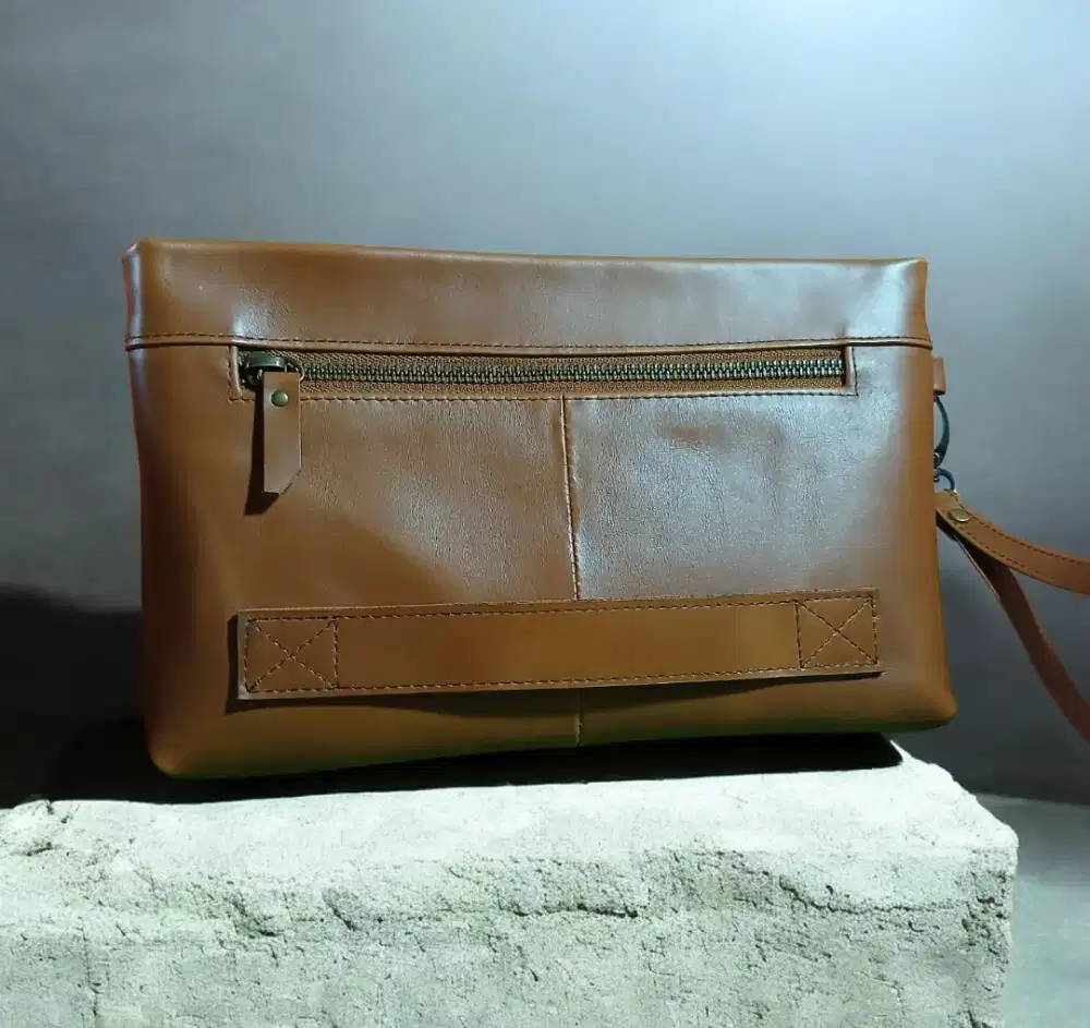 Gratis ongkir pouch bag tas tangan kulit sapi asli