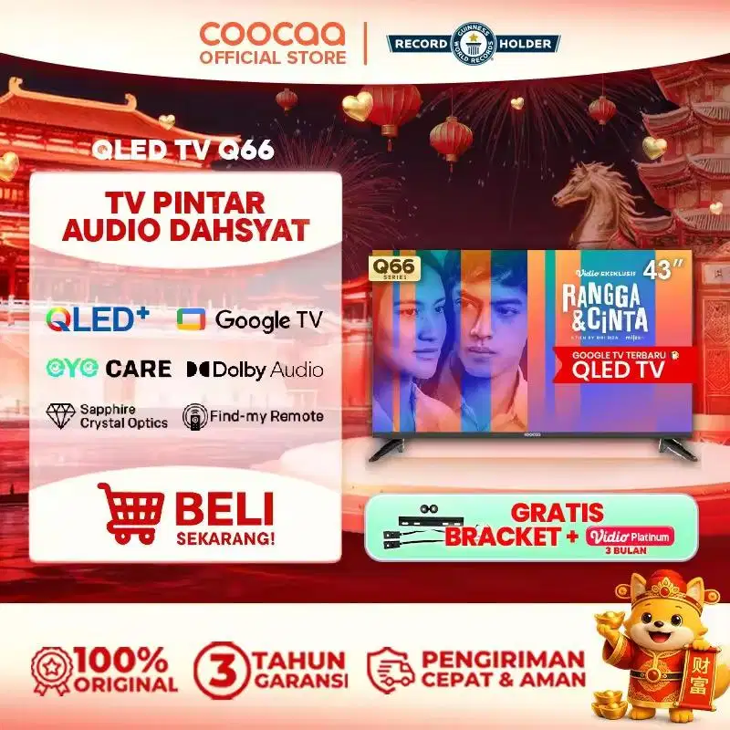 [Google TV] Coocaa TV 43 Inch  Q66 - 2K Qled Sapphire Crystal Optics