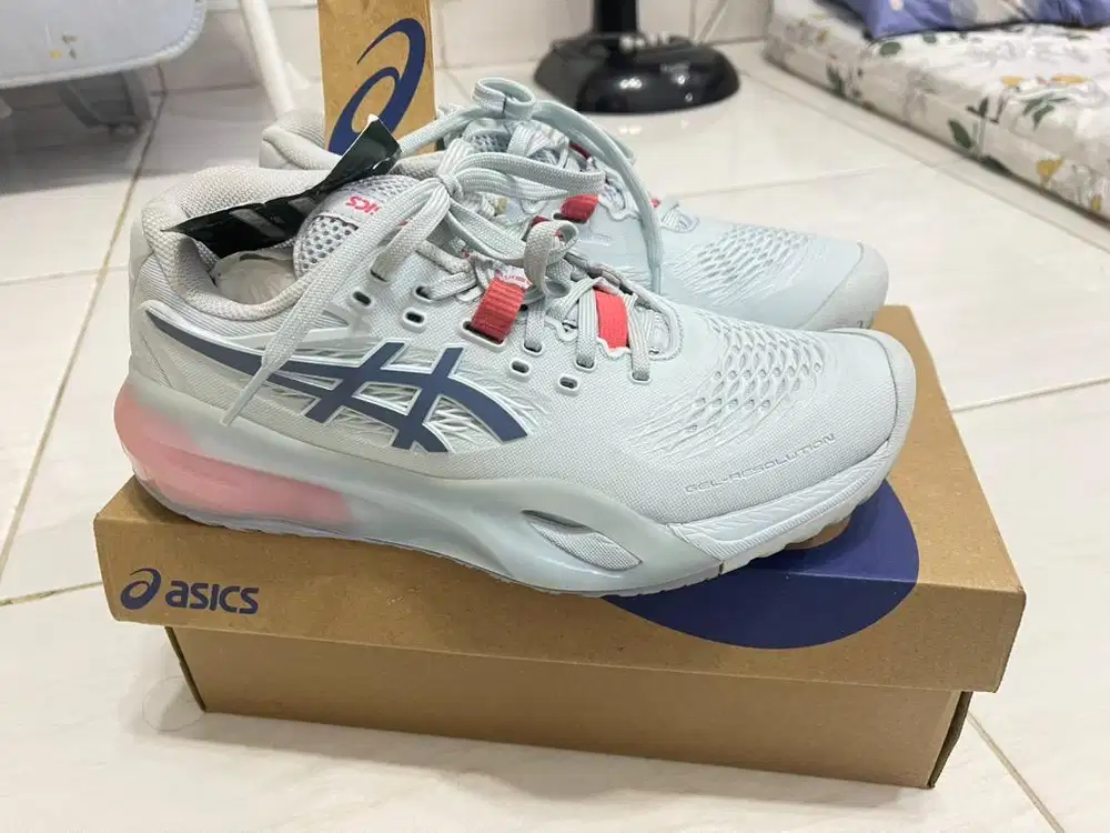 Sepatu Tenis Asics Gel Resolution X women Sky Grey Original
