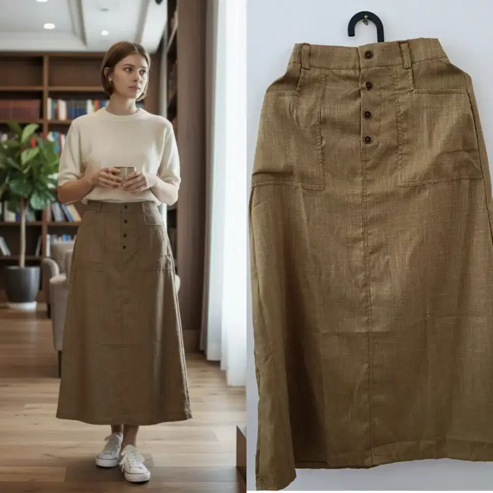 Rok Bahan Linen Look