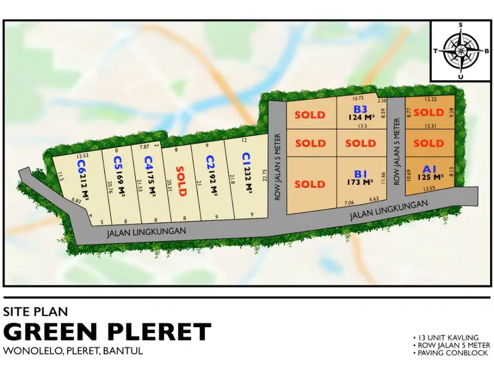Termurah Tanah 900 Rb/m2 Selatan Lapangan Jambidan Bantul