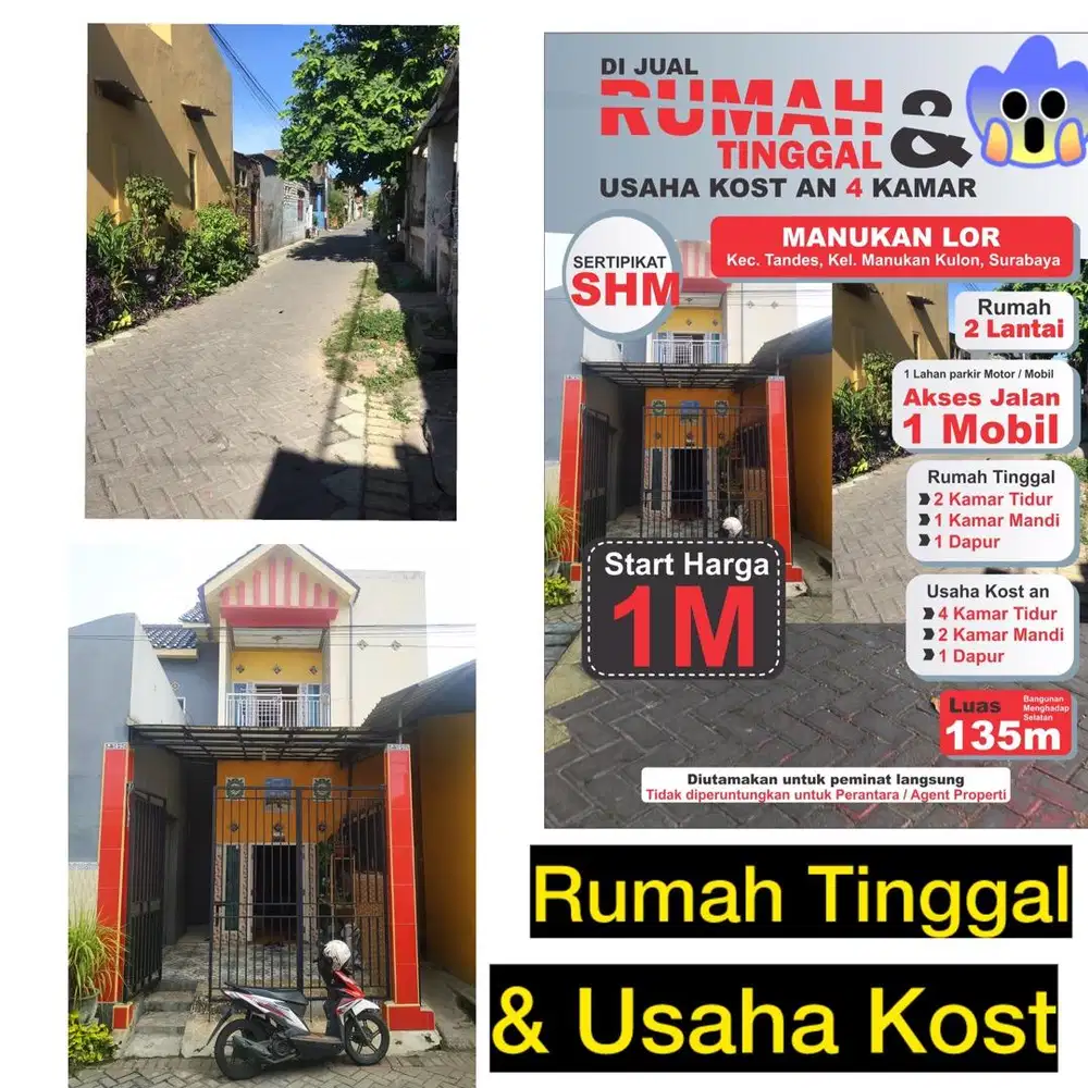 Dijual Rumah Tinggal Beserta Usaha Kost an aktif