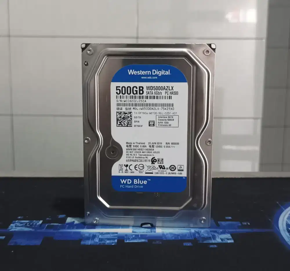 HARDDISK PC/CPU 3.5 WD BLUE 500GB SENTINEL HEALTH 100%