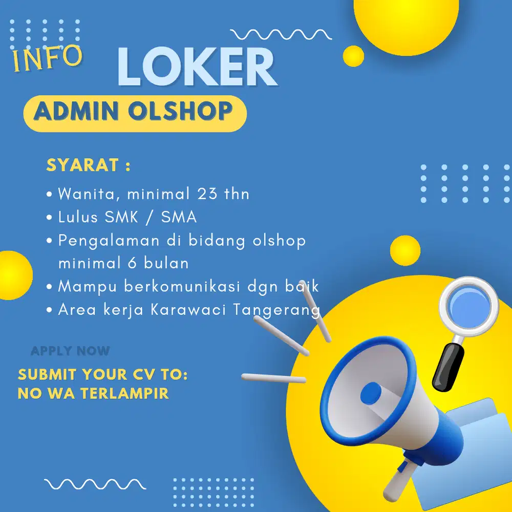 Admin olshop area tangerang