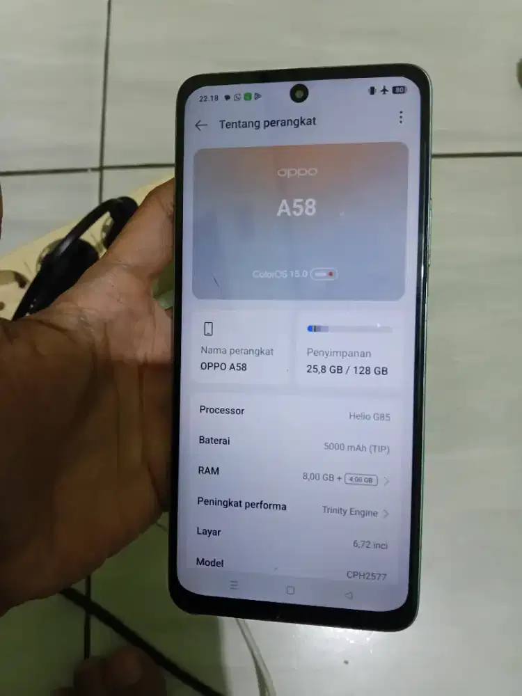 Oppo A58 8+8/128, HP aja