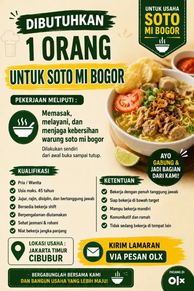 Lowongan soto mie bogor