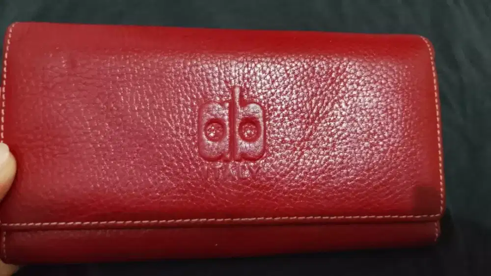 Dompet kulit maroon amaldo bassini