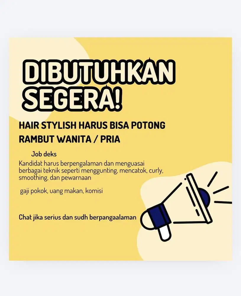 BUTUH SEGERA HAIR STYLIST SALON