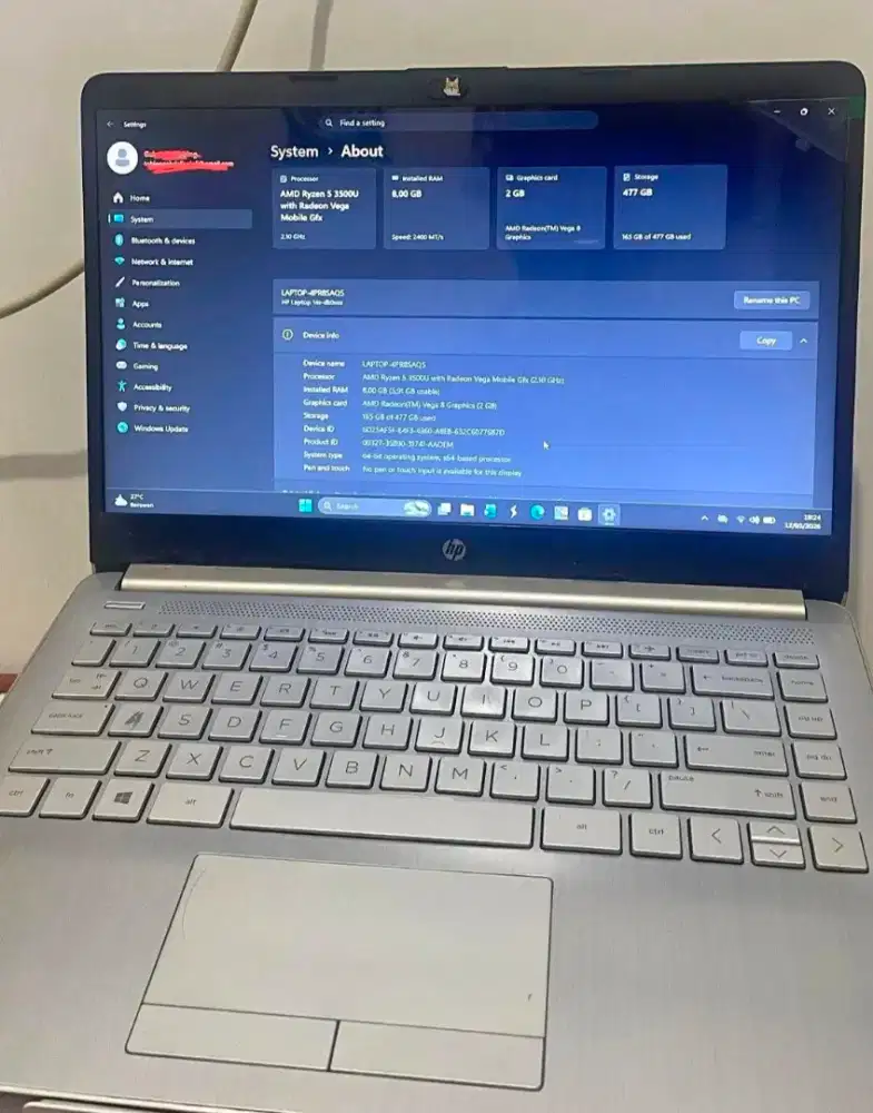 Laptop HP14s Ryzen 5 3500U 8CPU