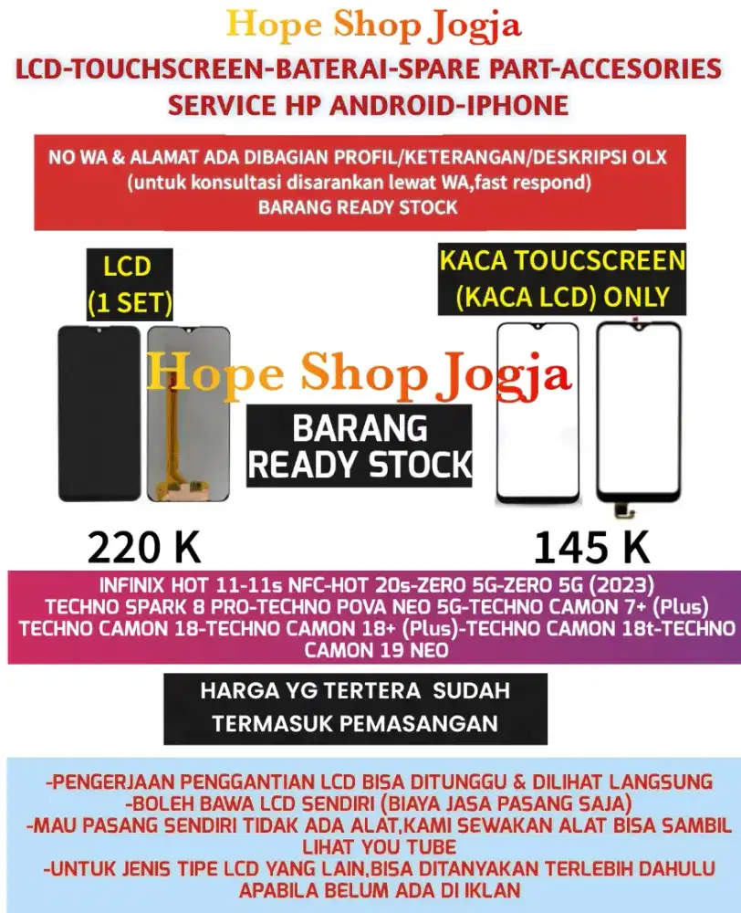 Touchscreen-Baterai-Lcd TECHNO CAMON 7+ (Plus)
TECHNO CAMON 18